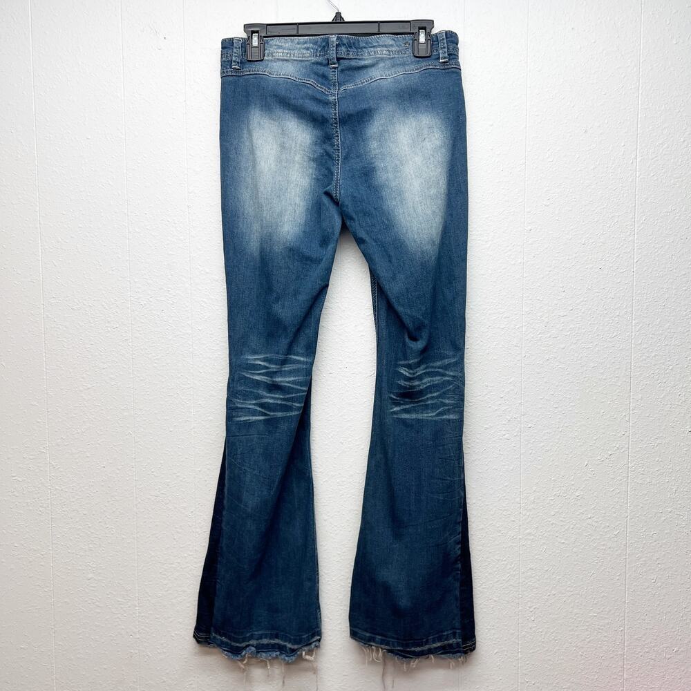 Vintage Y2K Jeans Vanilla Star Low Rise Lace Up Waist Flared Leg Sz 7 Distressed - Picture 6 of 14